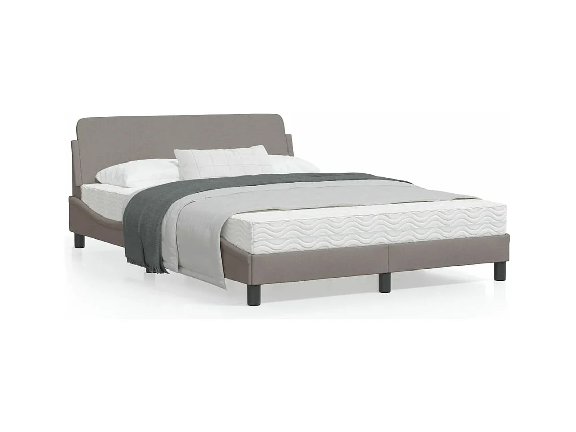 Cadre de lit avec tête de lit Taupe 140x200 cm Tissu