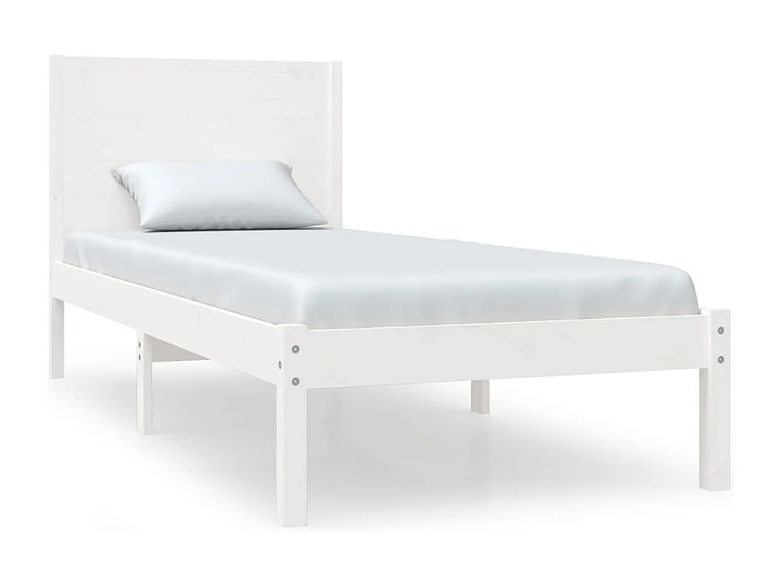 Cadre de lit Blanc Bois massif 75x190 cm Petit simple