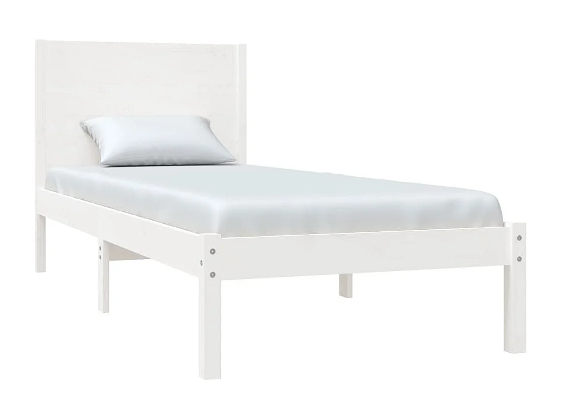 Cadre de lit Blanc Bois massif 75x190 cm Petit simple
