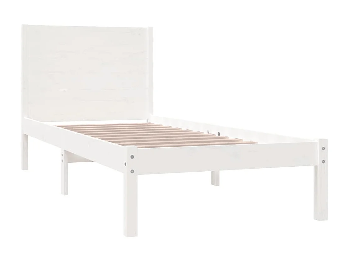 Cadre de lit Blanc Bois massif 75x190 cm Petit simple
