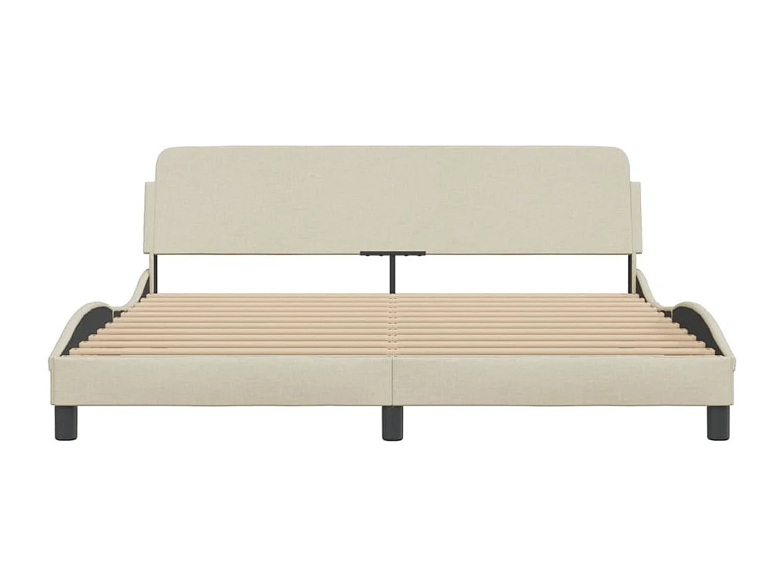Cadre de lit avec tête de lit Crème 160 x 200 cm Tissu