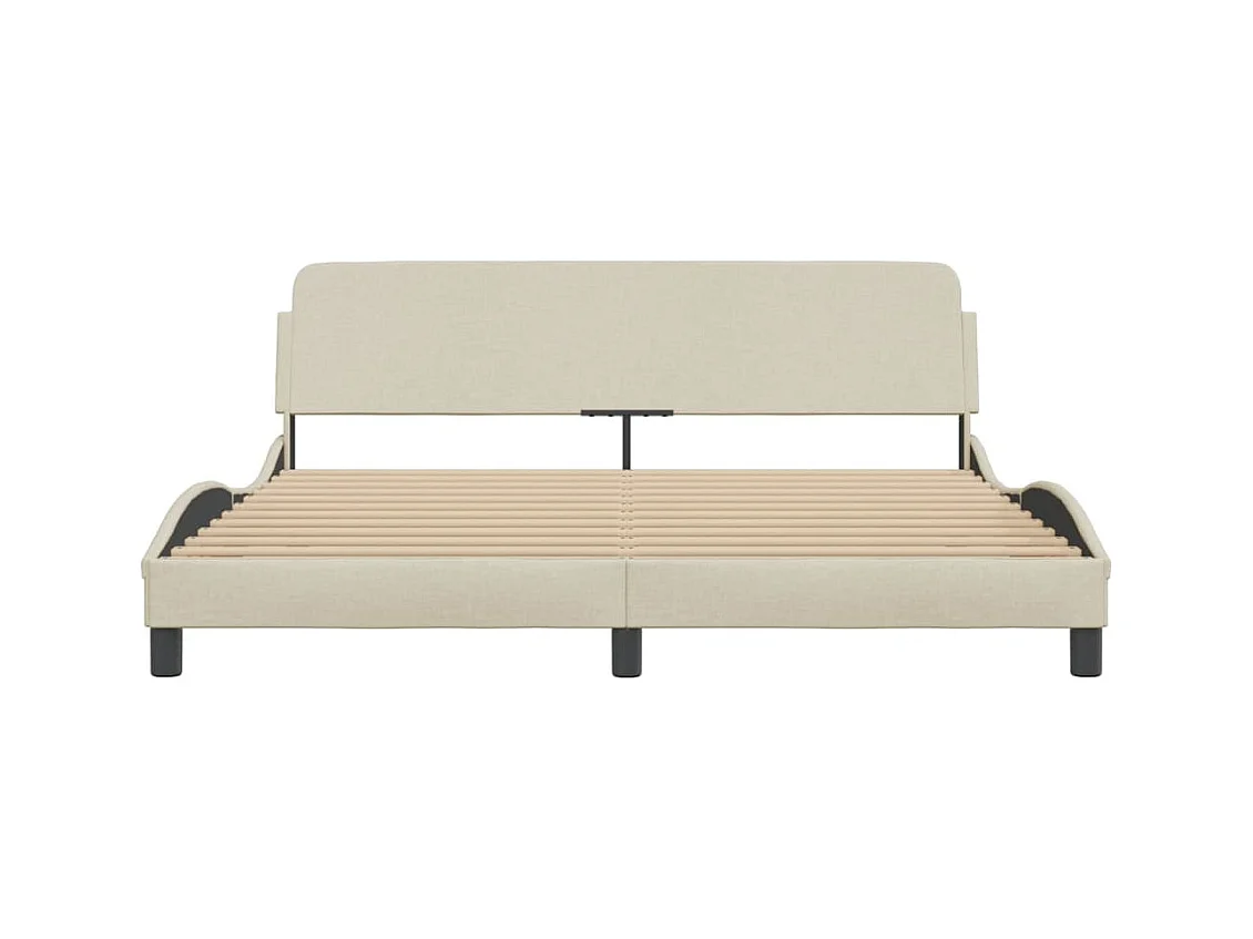 Cadre de lit avec tête de lit Crème 160 x 200 cm Tissu