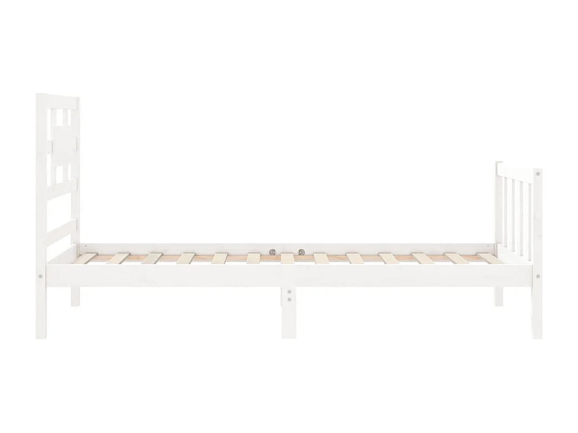 Estrutura cama de solteiro c/ cabeceira madeira maciça branco