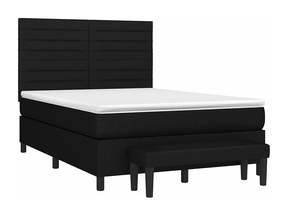Lit à sommier tapissier avec matelas Noir 140x190 cm Tissu