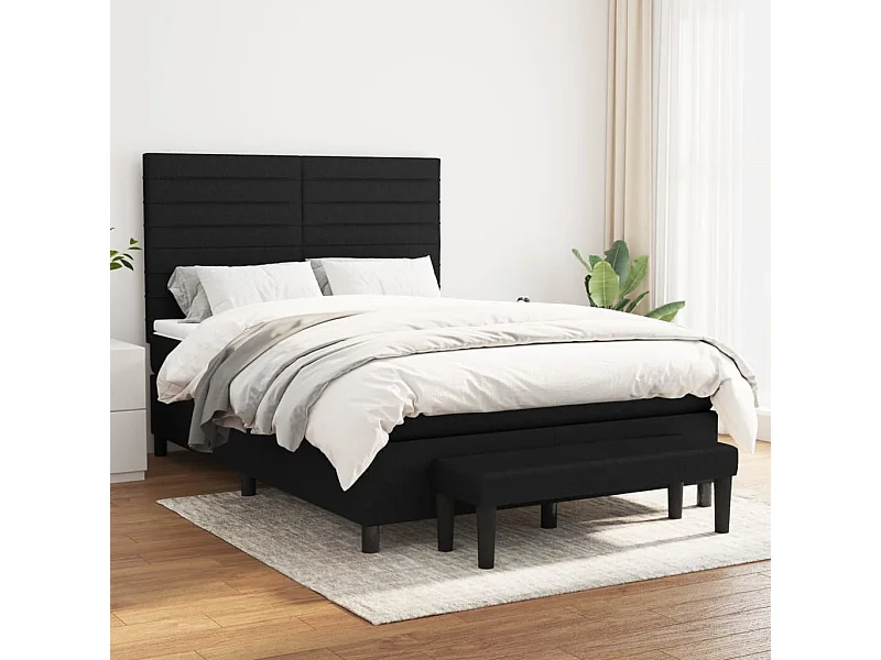 Cama com molas/colchão 140x190 cm tecido preto