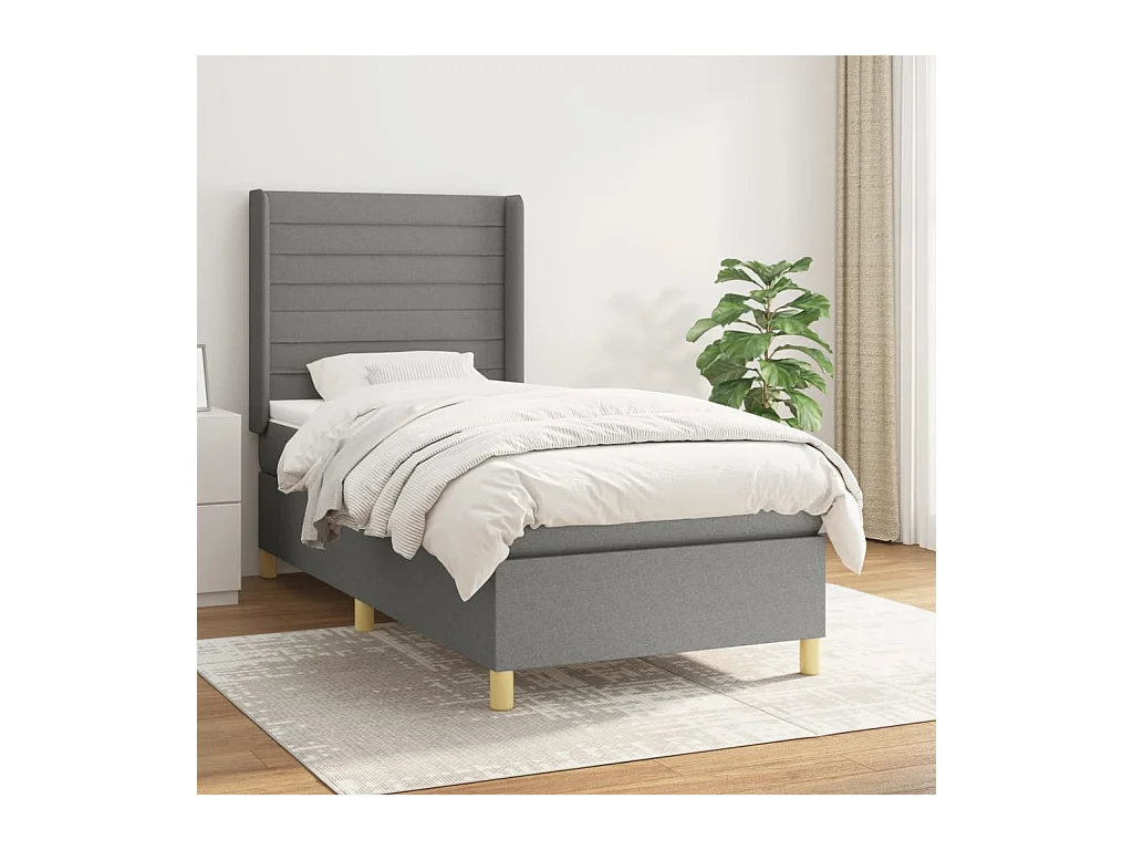 Boxspring met matras stof donkergrijs 100x200 cm