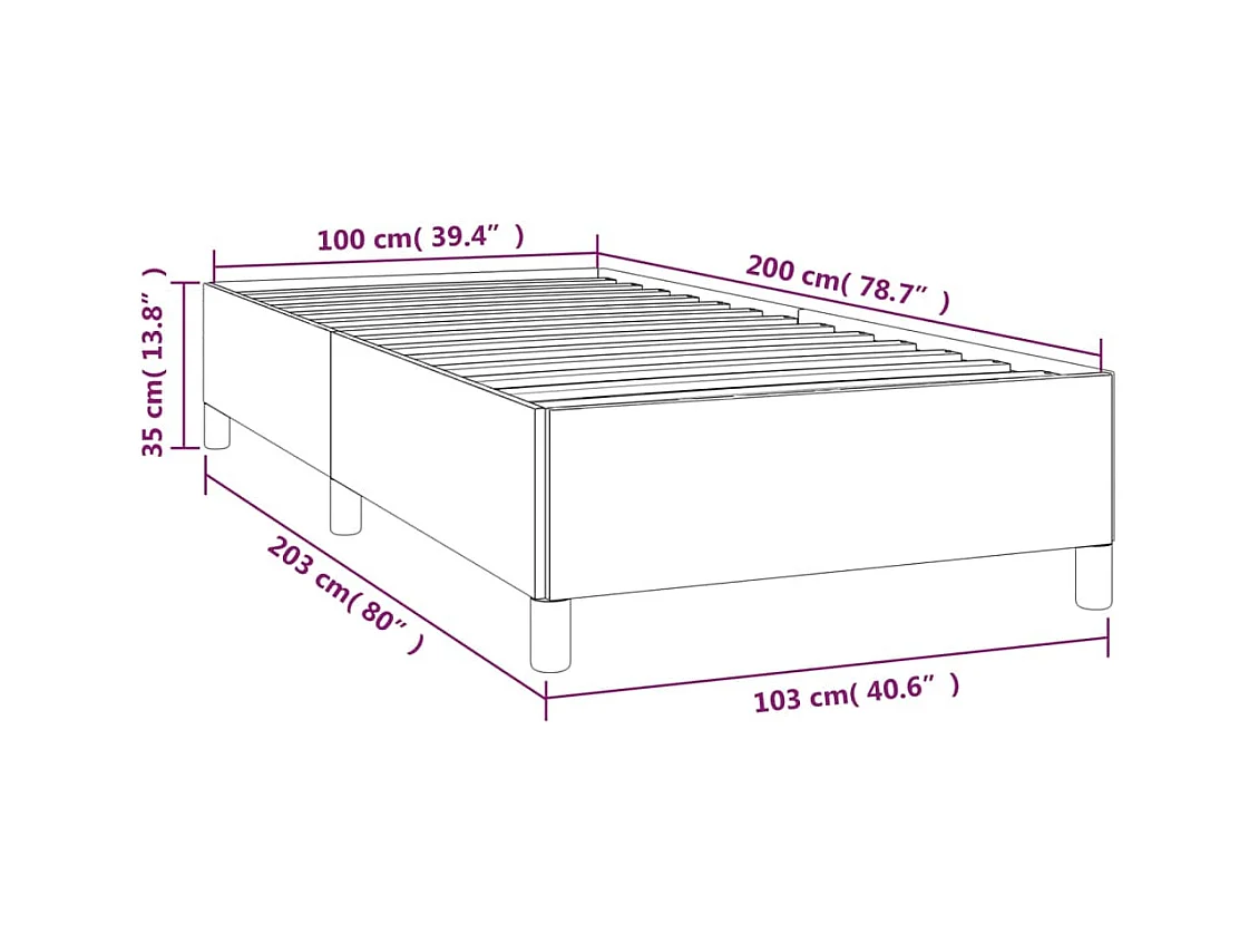Estructura de cama de terciopelo gris claro 100x200 cm