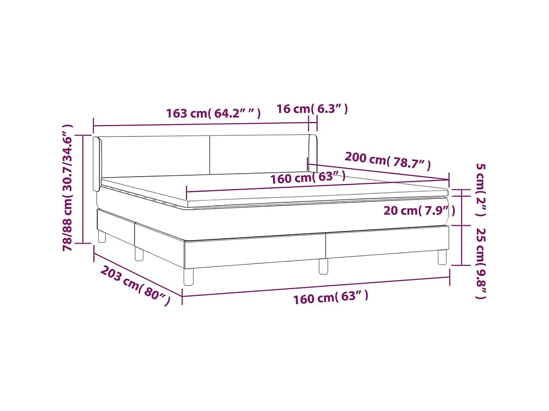 Lit à sommier tapissier avec matelas Gris 160x200 cm Similicuir