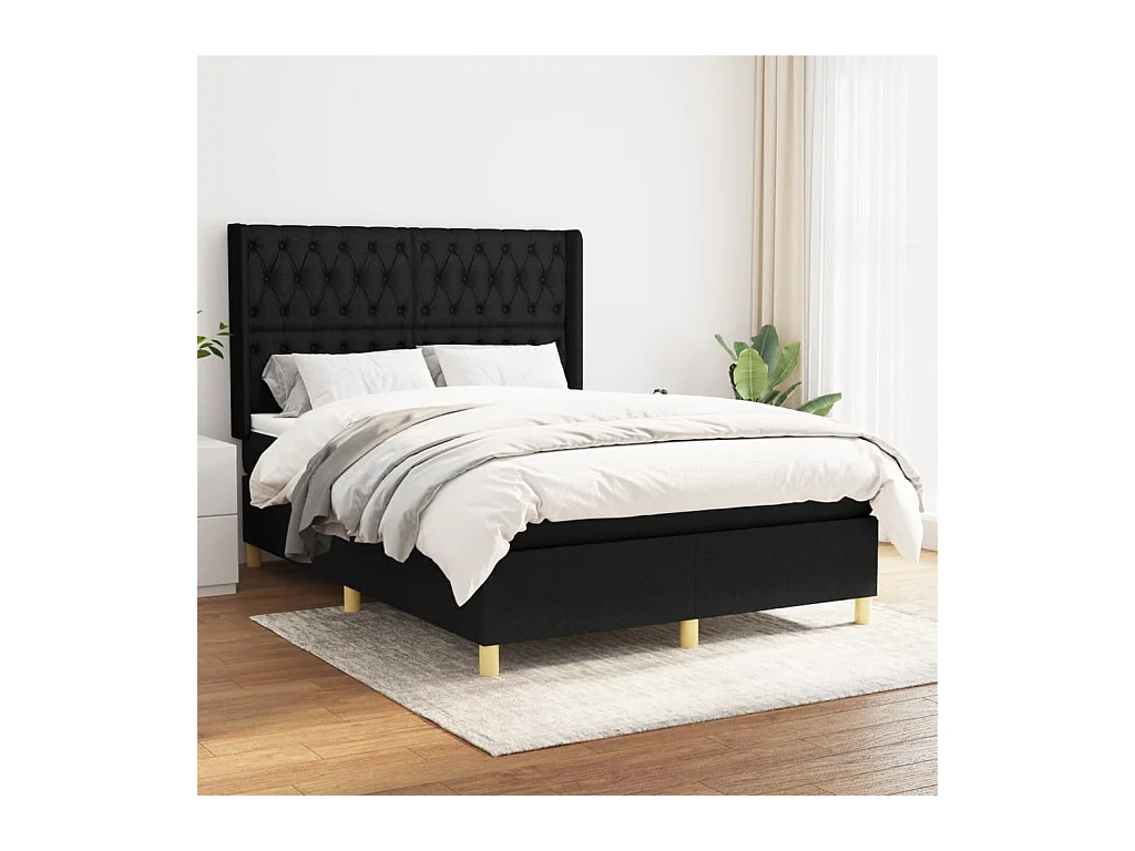 Boxspring met matras stof zwart 140x200 cm