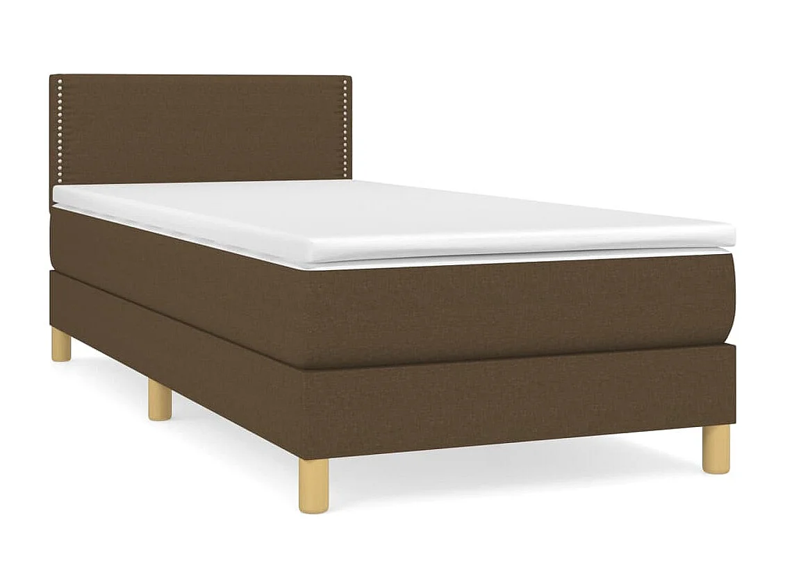 Lit à sommier tapissier avec matelas Marron foncé 90x190 cm