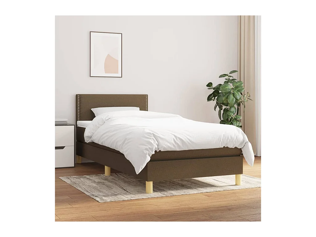 Boxspring met matras stof donkerbruin 90x190 cm