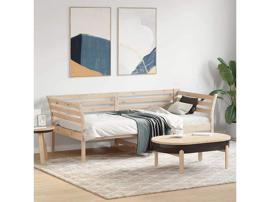 Sofá-cama 75x190 cm madeira de pinho maciça
