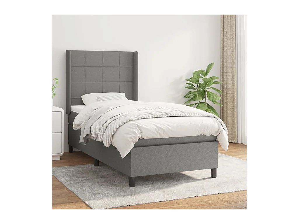 Boxspring met matras stof donkergrijs 100x200 cm