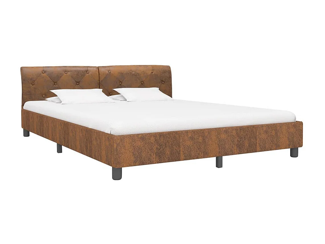 Cadre de lit Marron Similicuir daim 160 x 200 cm
