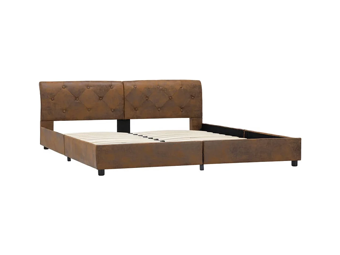 Estructura de cama de piel de ante artificial marrón 160x200 cm