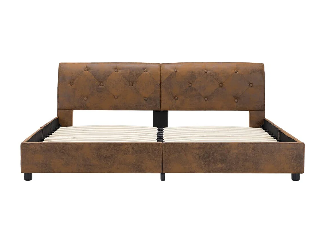 Estructura de cama de piel de ante artificial marrón 160x200 cm