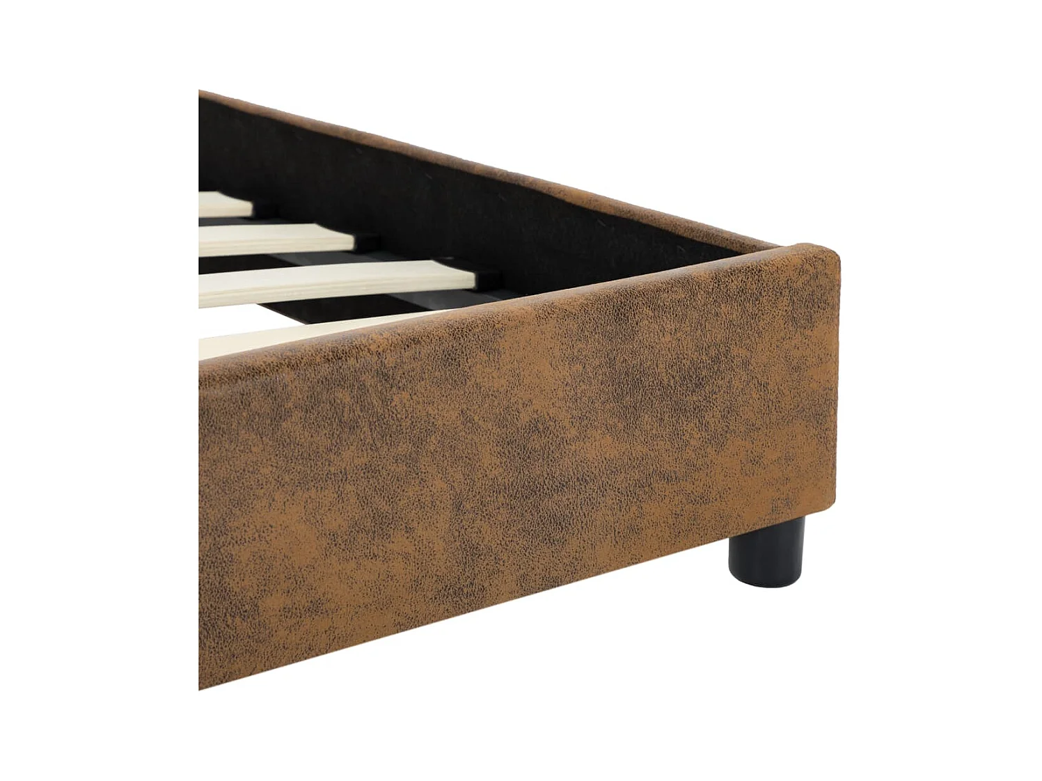 Estructura de cama de piel de ante artificial marrón 160x200 cm