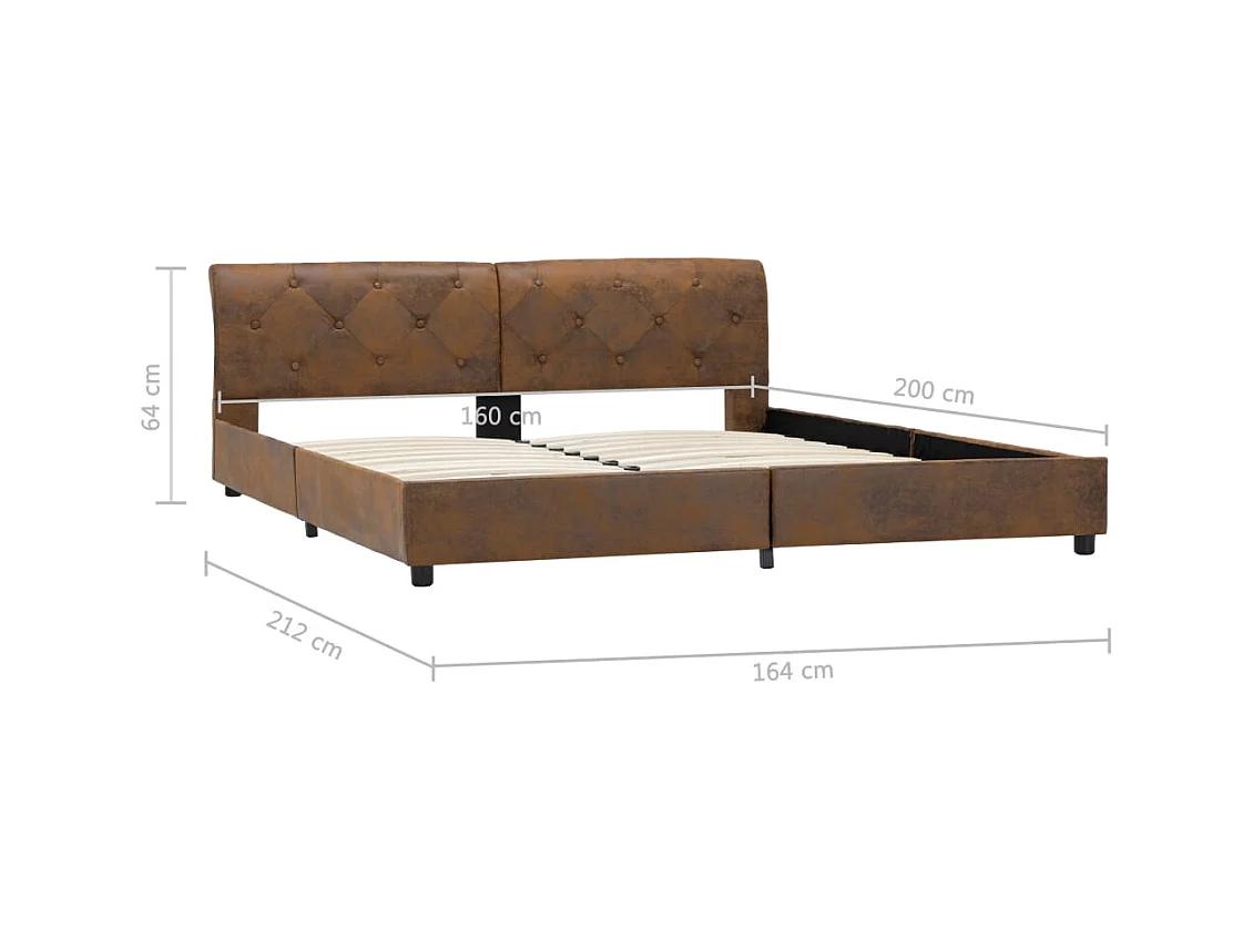 Estructura de cama de piel de ante artificial marrón 160x200 cm
