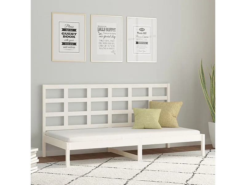Sofá cama madera maciza de pino blanco 80x200 cm