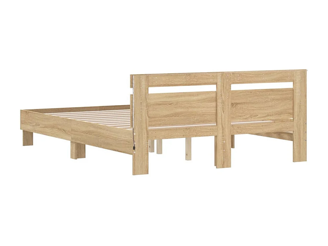 Cadre de lit avec tête de lit et LED chêne sonoma 140x190 cm