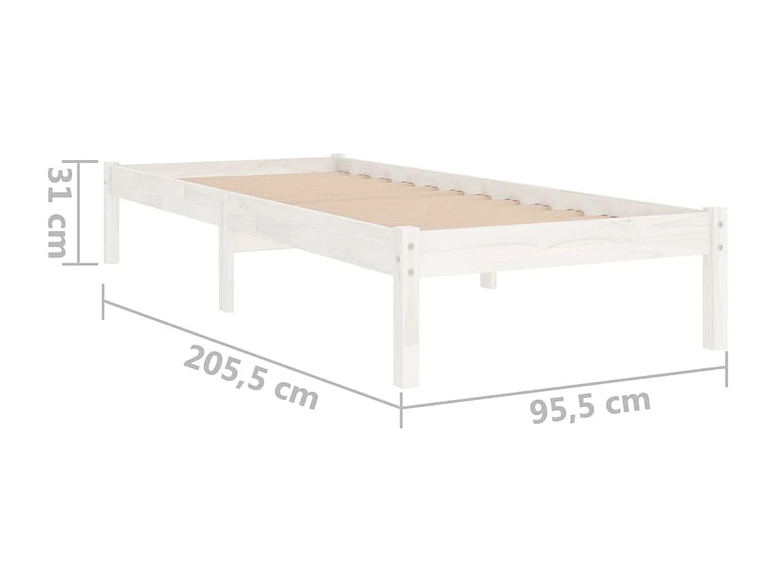 Estrutura de cama 90x200 cm pinho maciço branco