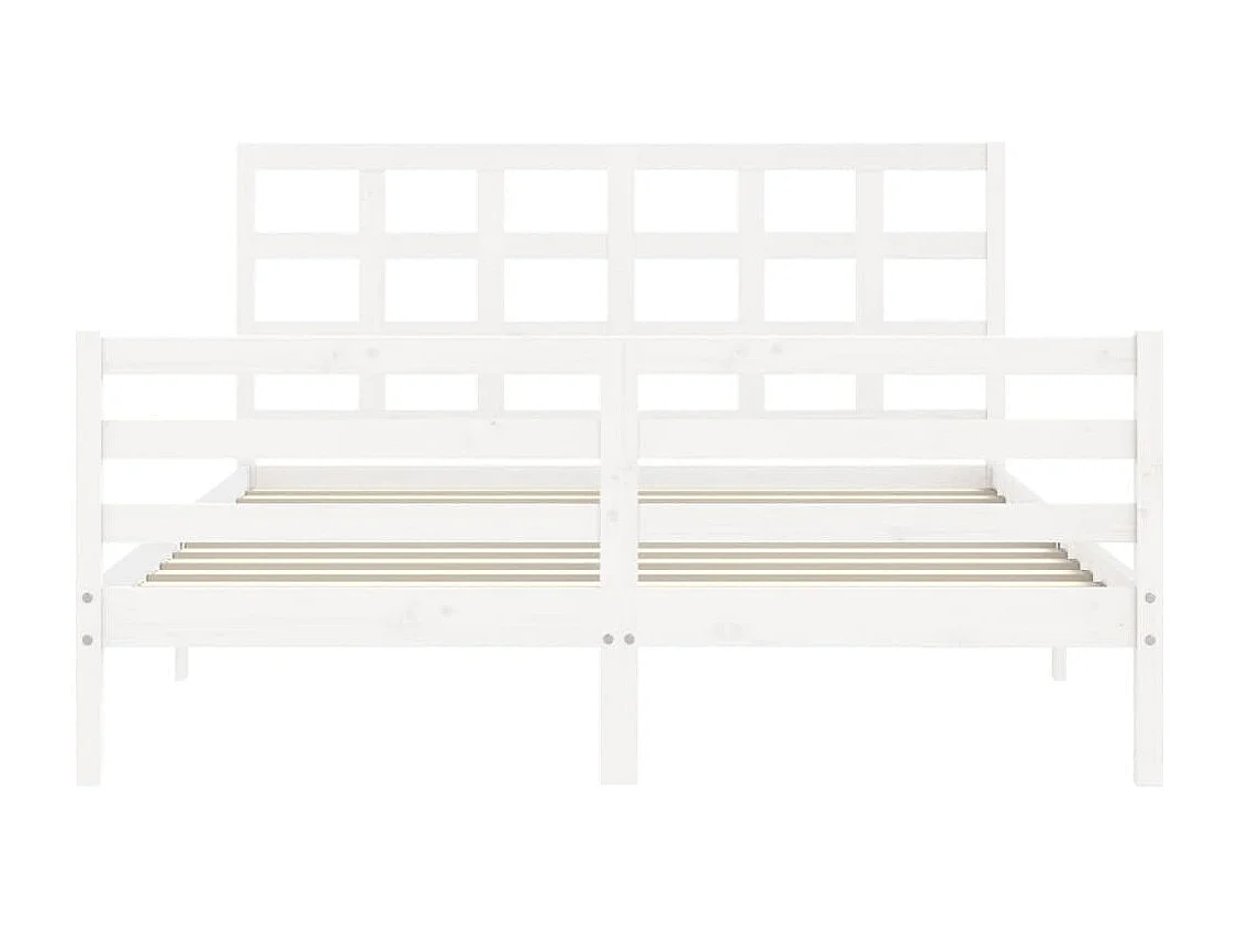 Estrutura de cama King Size com cabeceira madeira maciça branco