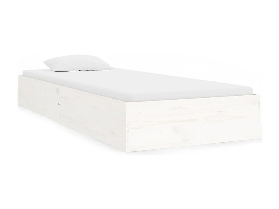 Cadre de lit blanc bois massif 90x190 cm simple