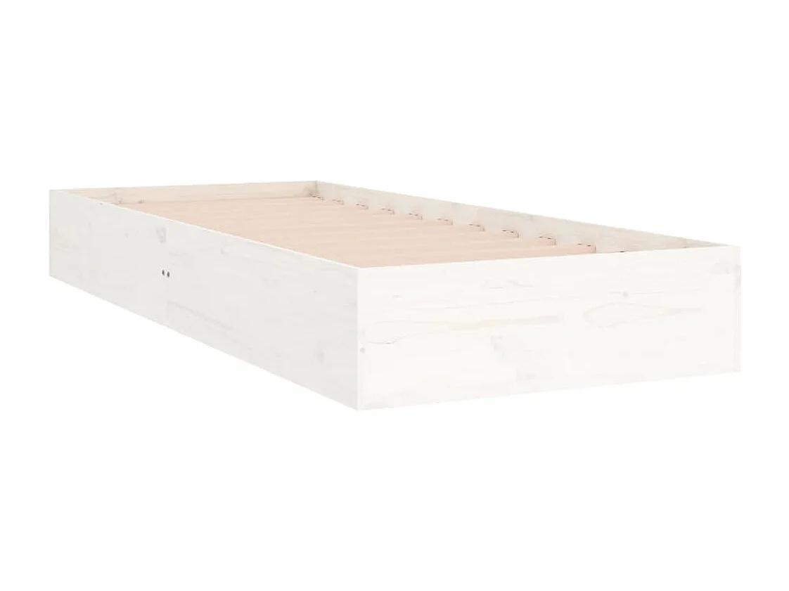 Cadre de lit blanc bois massif 90x190 cm simple