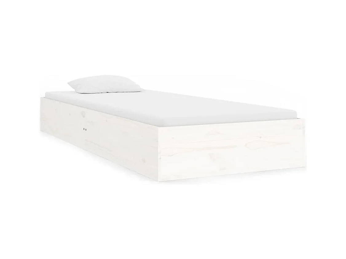 Cadre de lit blanc bois massif 90x190 cm simple