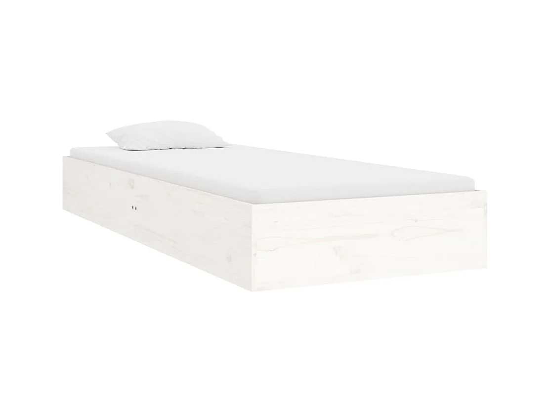 Cadre de lit blanc bois massif 90x190 cm simple