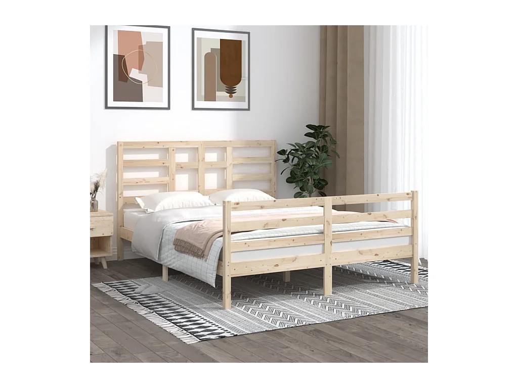 Estrutura de cama king 150x200 cm madeira maciça