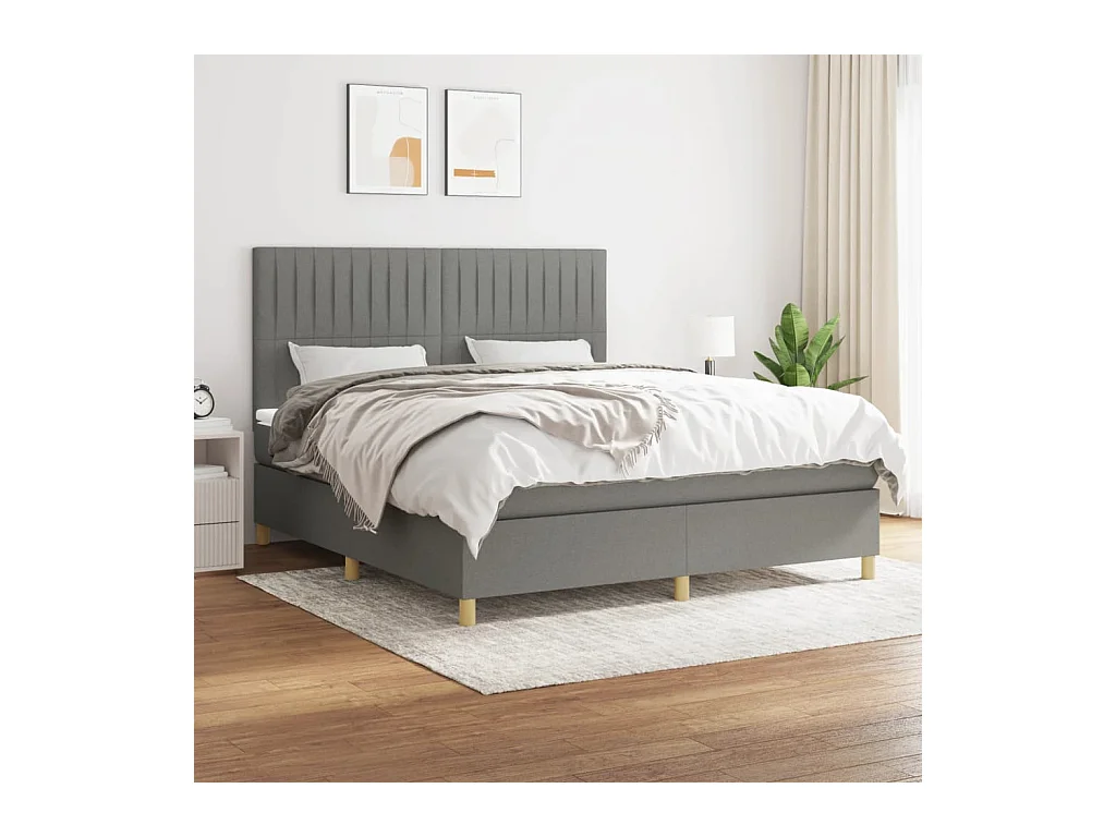 Lit à sommier tapissier avec matelas Gris foncé 180x200cm Tissu