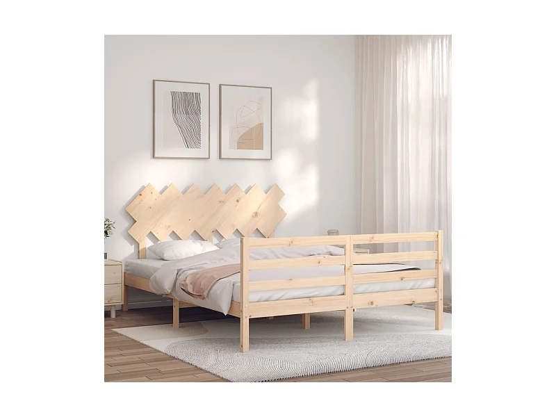 Cadre de lit avec tête de lit King Size bois massif