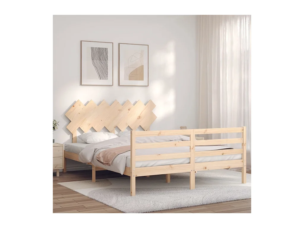 Cadre de lit avec tête de lit King Size bois massif
