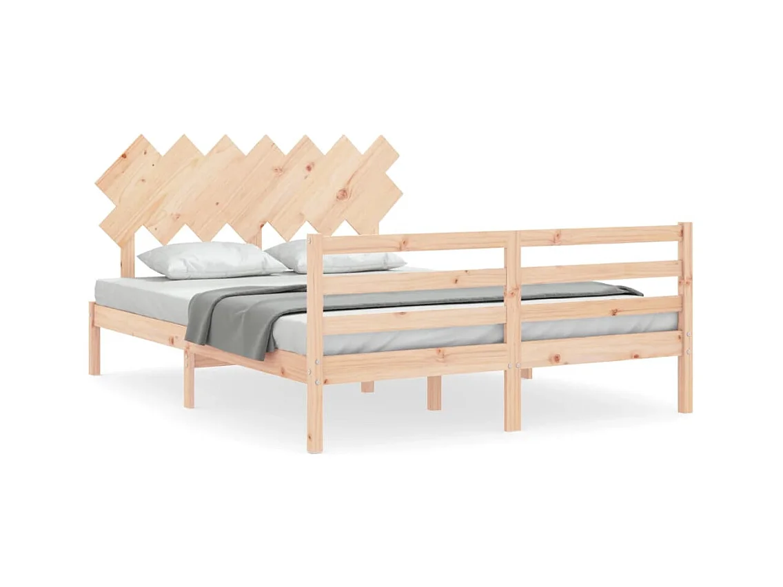 Cadre de lit avec tête de lit King Size bois massif