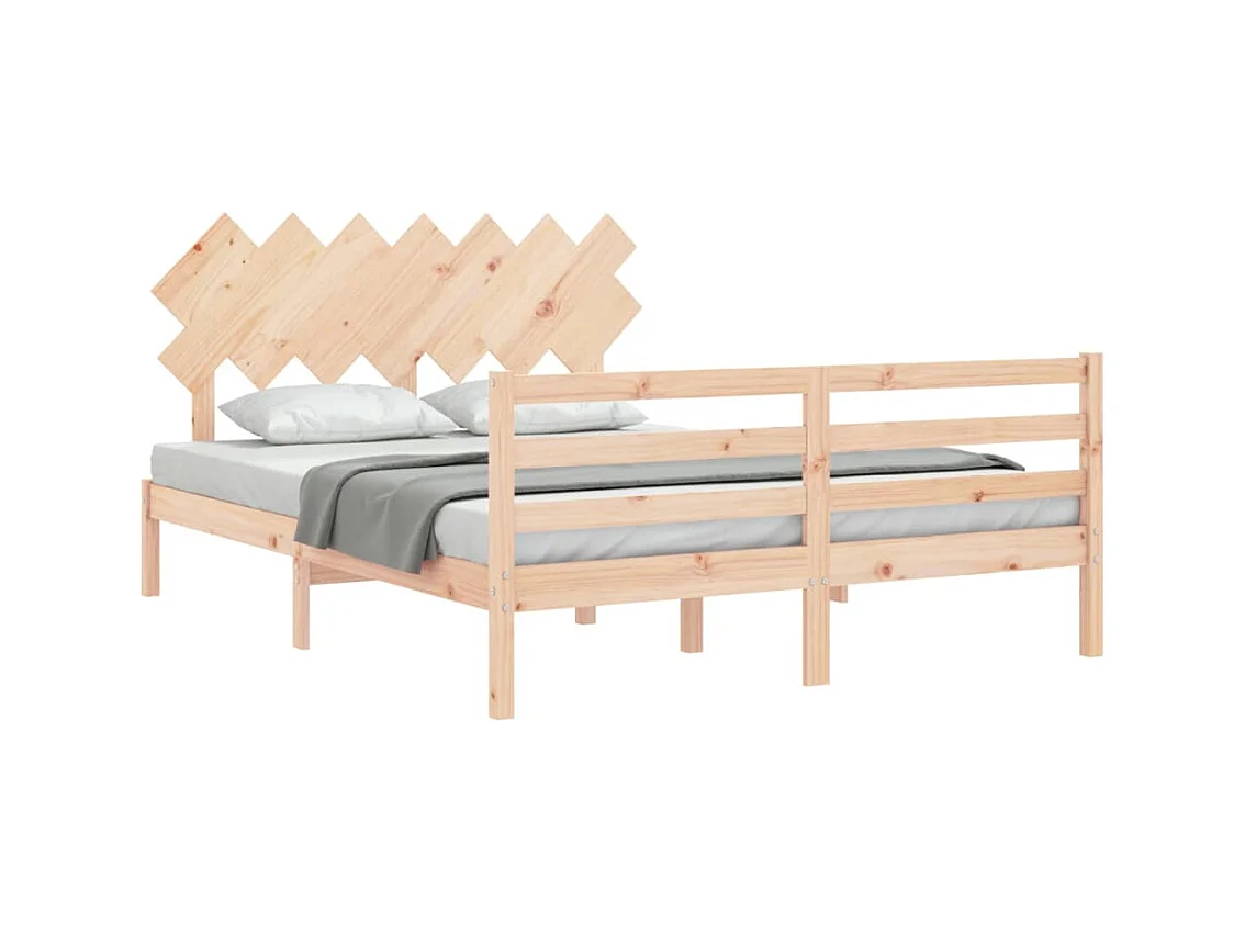 Cadre de lit avec tête de lit King Size bois massif
