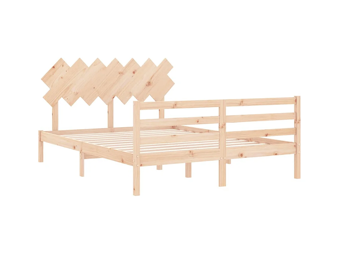 Cadre de lit avec tête de lit King Size bois massif