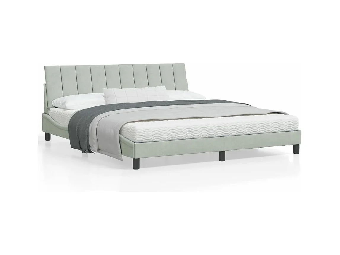 Bedframe met LED zonder matras "Hanko"  fluweel lichtgrijs 180x200 cm