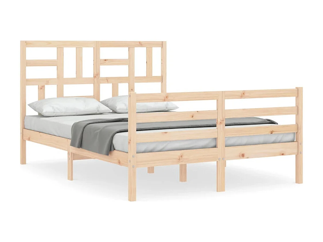 Estructura de cama de matrimonio con cabecero madera maciza