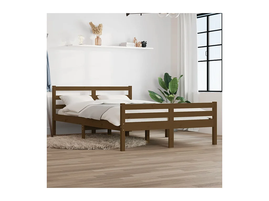 Bedframe massief hout honingbruin 140x200 cm