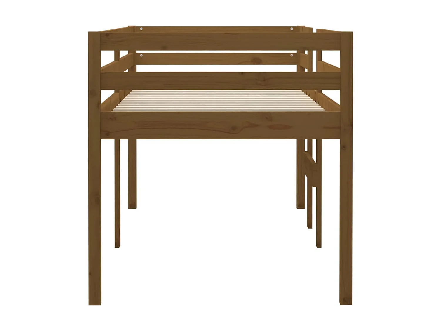 Cama alta 90x200 cm madeira de pinho maciça castanho mel