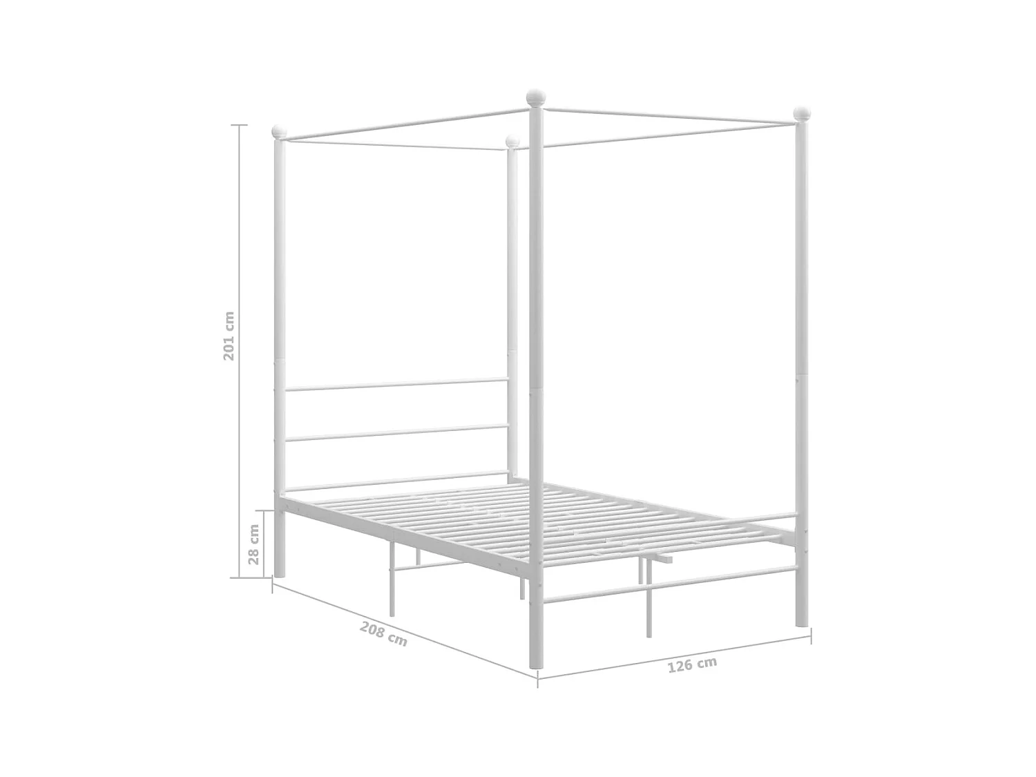 Hemelbedframe metaal wit 120x200 cm