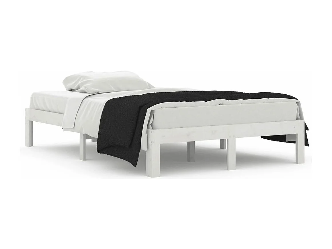 Estrutura cama pequena casal UK 120x190 cm pinho maciço branco