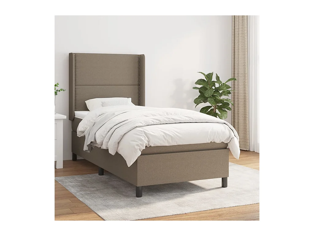 Lit à sommier tapissier avec matelas Taupe 90x200 cm Tissu