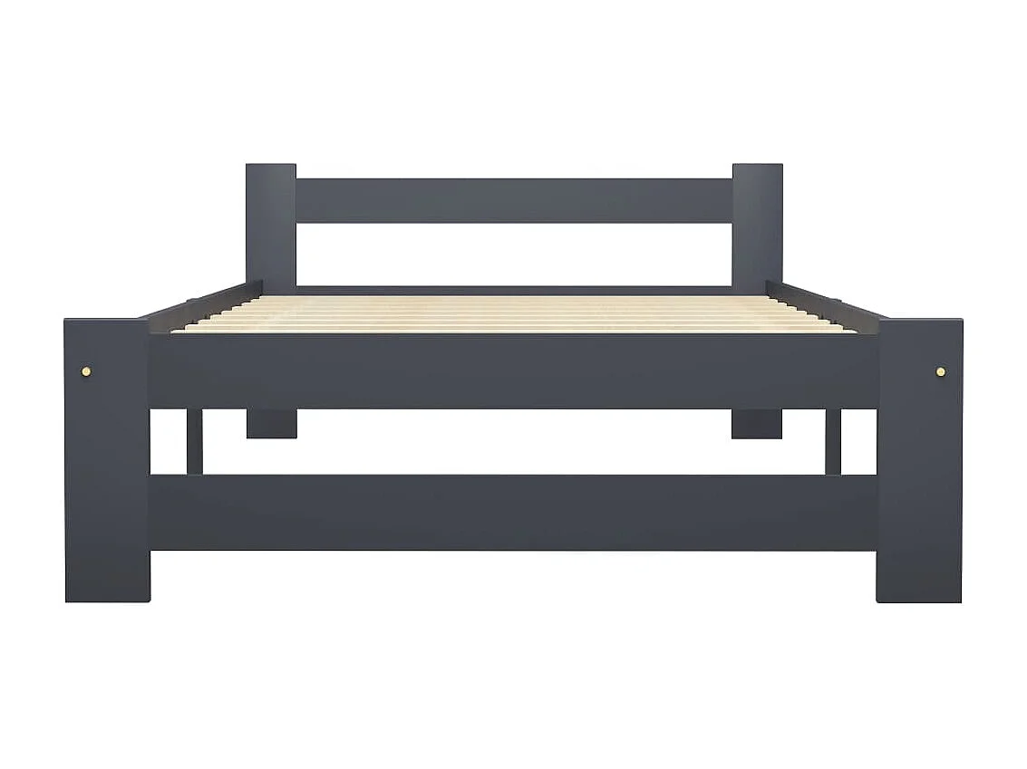 Estrutura de cama 100x200 cm pinho maciço cinzento-escuro