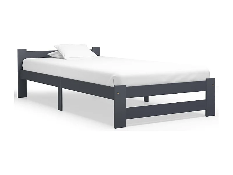 Estructura de cama madera maciza de pino gris oscuro 100x200 cm