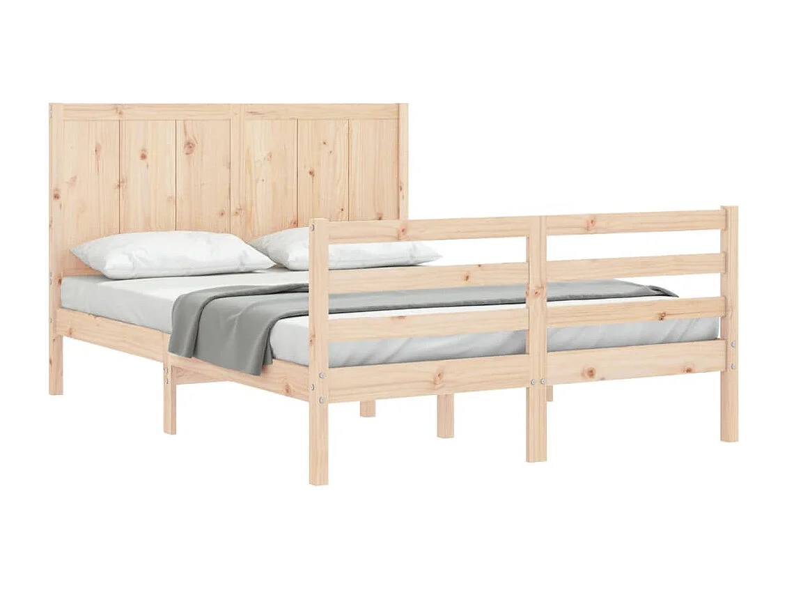 Estrutura de cama com cabeceira 140x190 cm madeira maciça