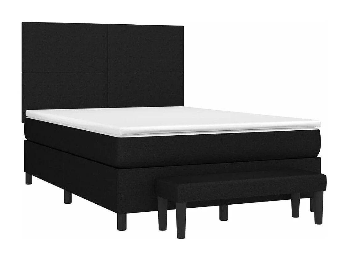 Cama box spring con colchón tela negro 140x190 cm
