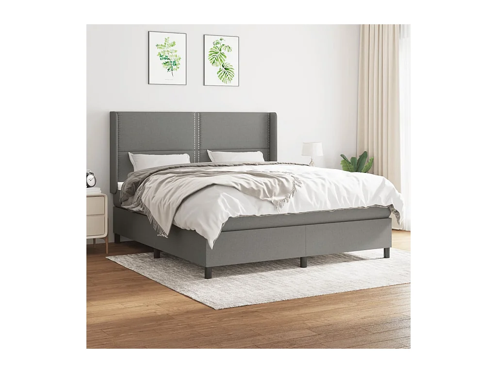 Boxspring met matras stof donkergrijs 160x200 cm