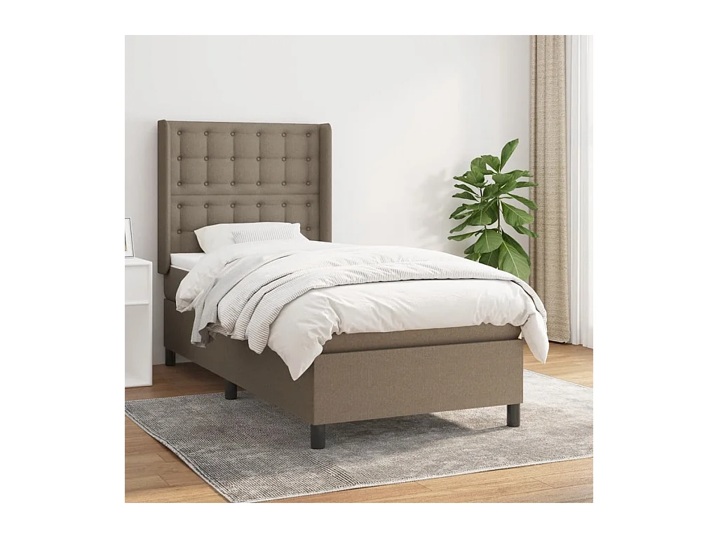 Boxspring met matras stof taupe 90x200 cm